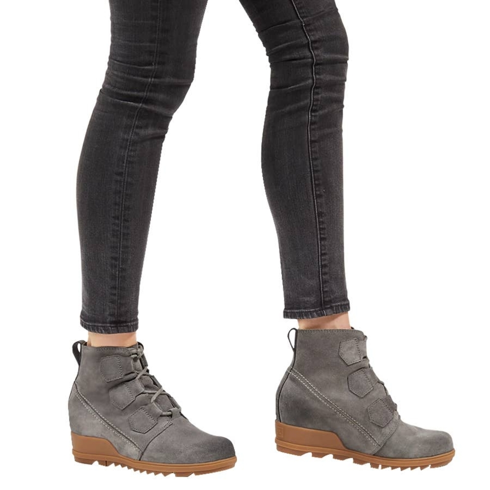 Sorel Evie Lace Up Wedge Boot, Gray Suede, Size 9.5 - Picture 7 of 9